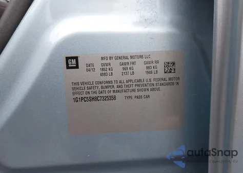 2012 Chevrolet Cruze Ls from USA, damaged, VIN 1G1PC5SH8C7325358